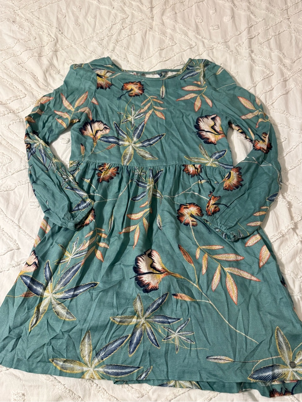Roxy Girls Teal Floral Long-Sleeve Dress